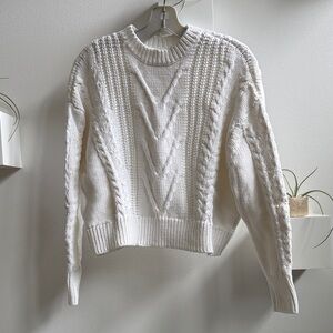 Pistola White Cropped Oversized Cable Knit Sweater